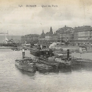 Quai de Paris, Rouen Francia 1915 Postal Antigua