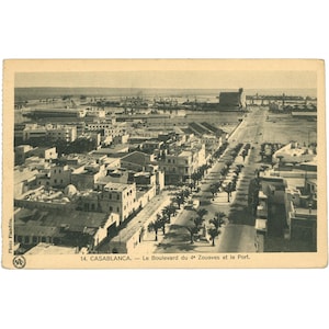 Casablanca, Maroc - Le Boulevard du 4e Zouaves et le Port, Carte postale du début du XXe siècle