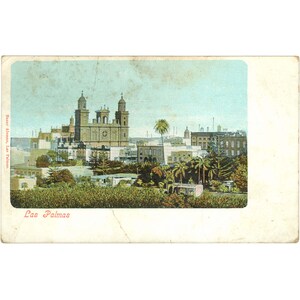 1909 Las Palmas, Isole Canarie – Cattedrale e vista sulla città – Cartolina