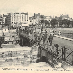 Ponte Marguet e Hôtel des Postes, Boulogne-sur-Mer, Francia Cartolina d'epoca