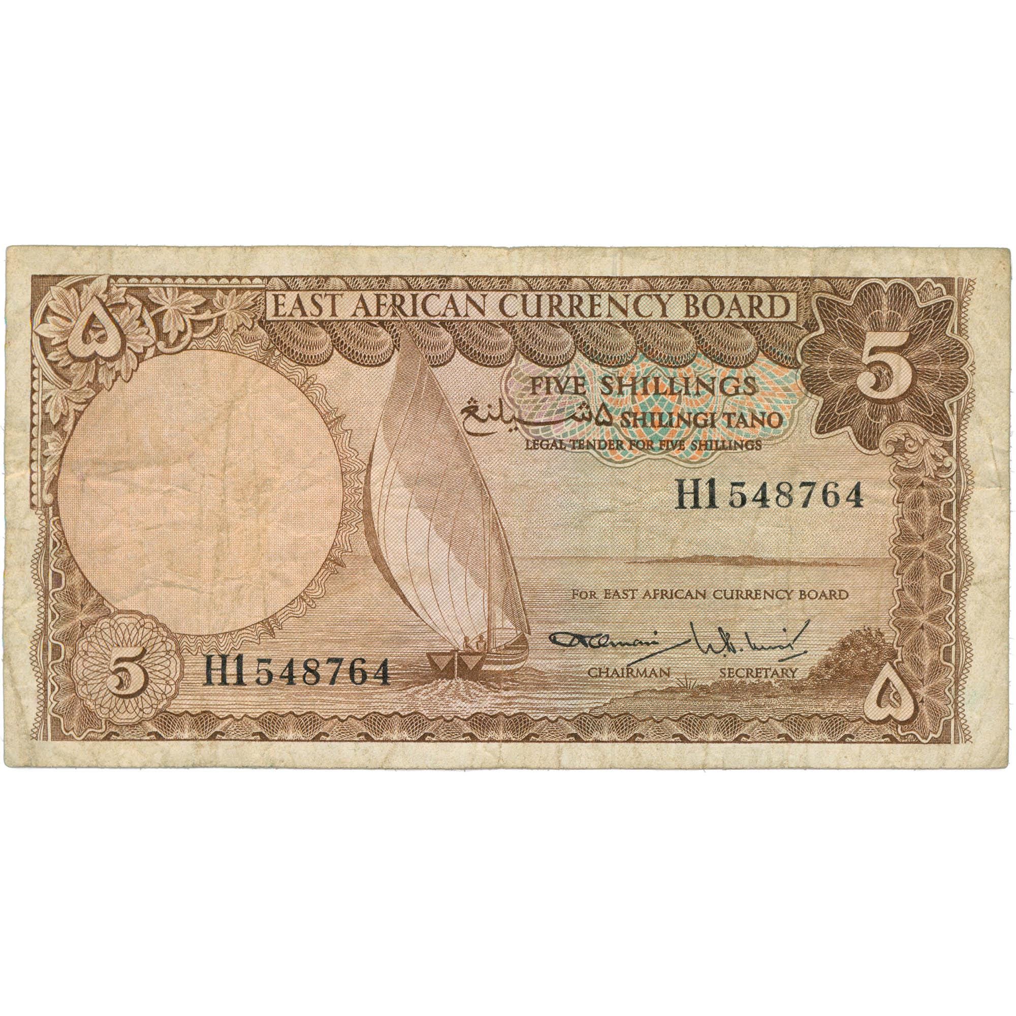 1964 British East Africa 5 Shillings Banknote (BAN573-)