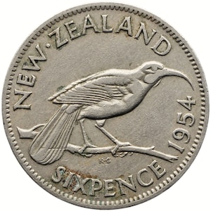 1954 6 Pence Neuseeland Münze Elizabeth II (MO3231-)