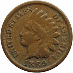 Moneta da un centesimo degli Stati Uniti con testa indiana del 1889