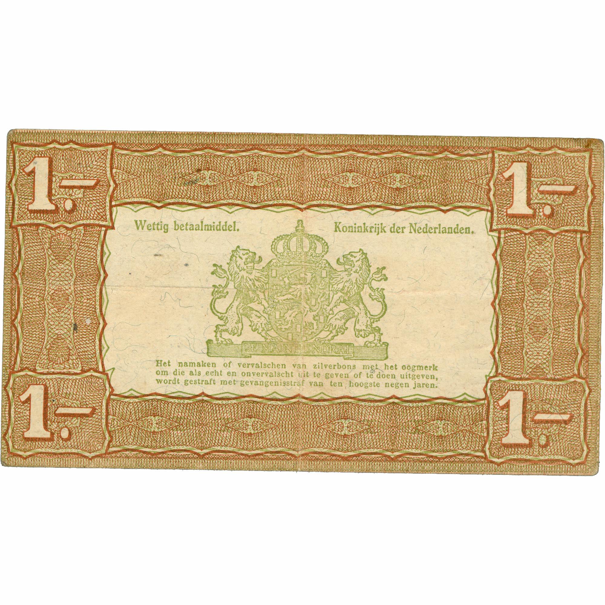 1938 Netherlands 1 Gulden Zilverbon Banknote (BAN435-)
