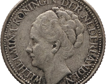 オランダ 10セント 1941年硬貨、0.640銀貨、ウィルヘルミナ1世女王と