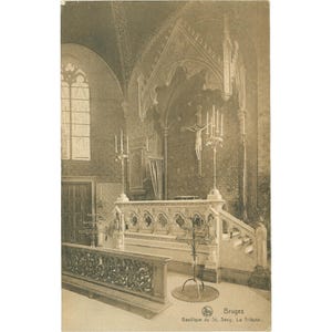 Bruges, Bélgica – Basilique du Saint-Sang, La Tribune – Postal do início do século XX