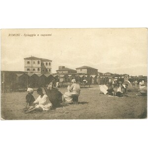 Rimini, Italie - Carte postale de Spiaggia e Capanni, début du XXe siècle