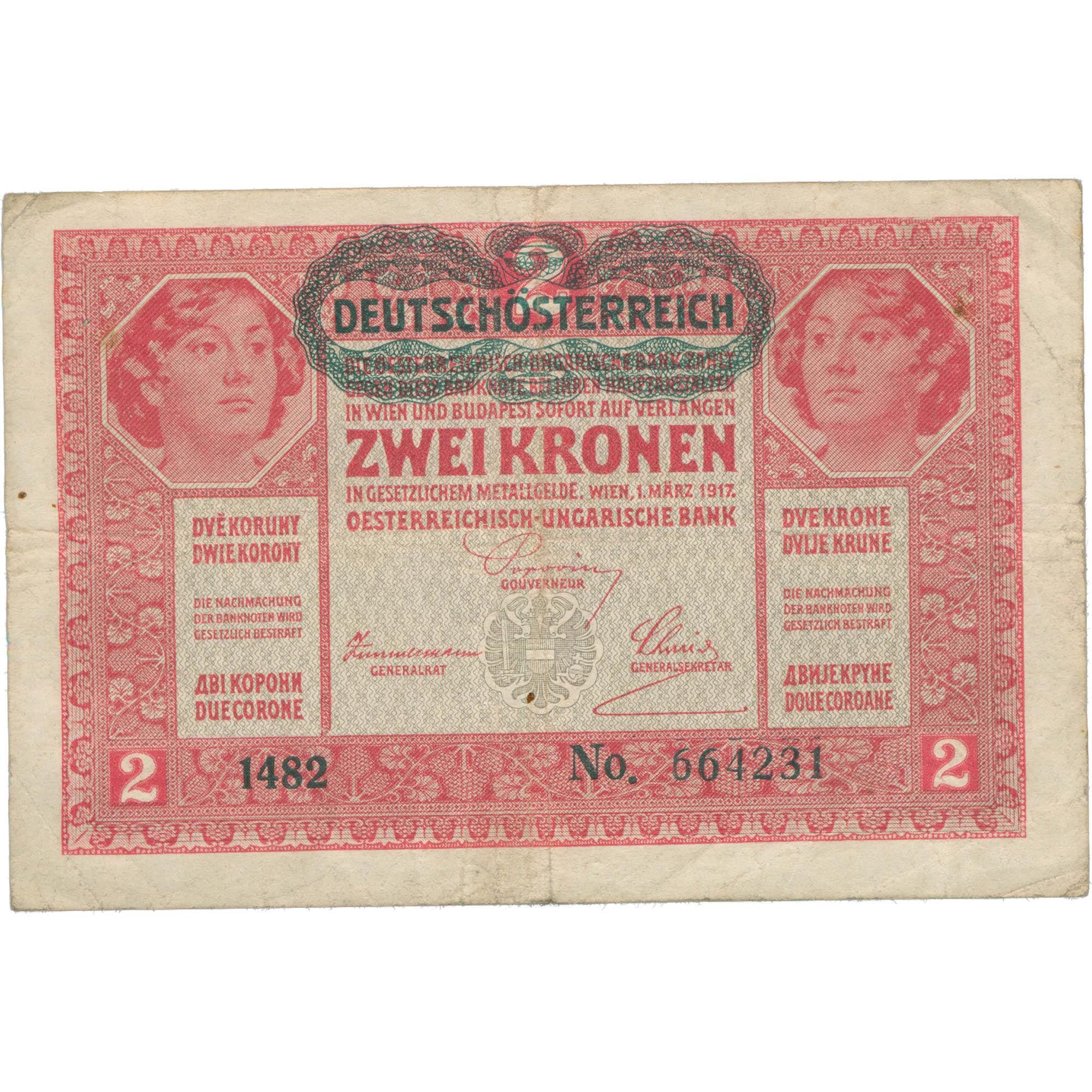 1917 Austria-Hungary 2 Kronen Banknote (BAN532-)