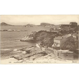 Marsiglia, Francia – La Corniche con vista sul Castello d’If – Cartolina inizio XX secolo