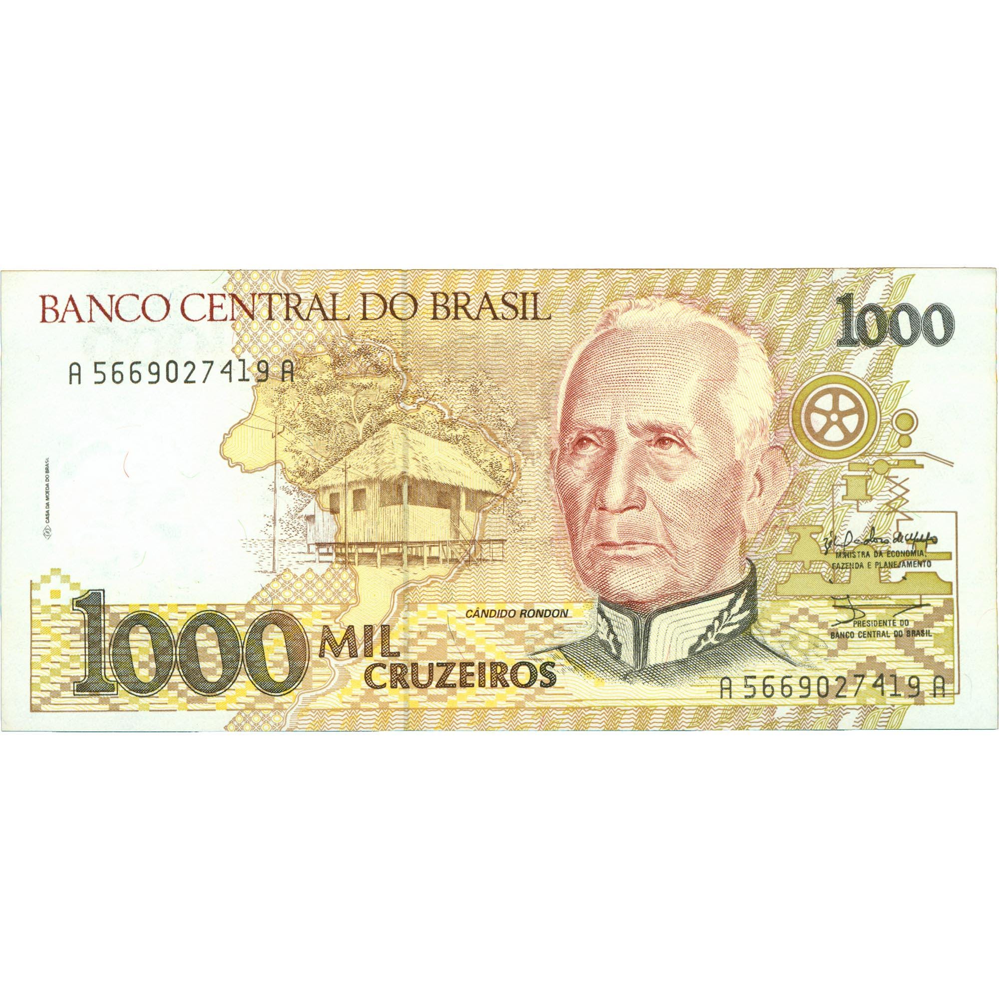 1990 Brazil 1000 Cruzeiros Banknote (BAN432-)