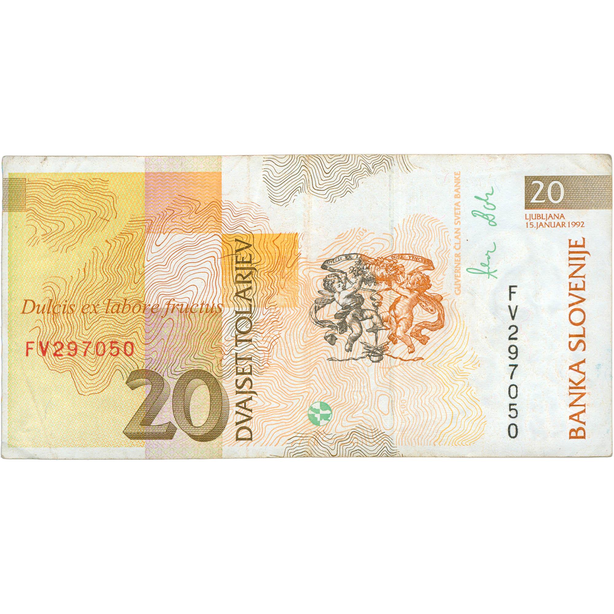 1992 Slovenia 20 Tolarjev Banknote (BAN539-)