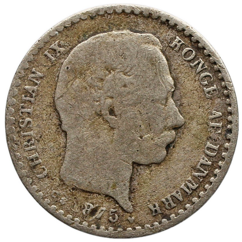 1875 CS 10 Ore Denmark Coin Christian IX Silver image 2