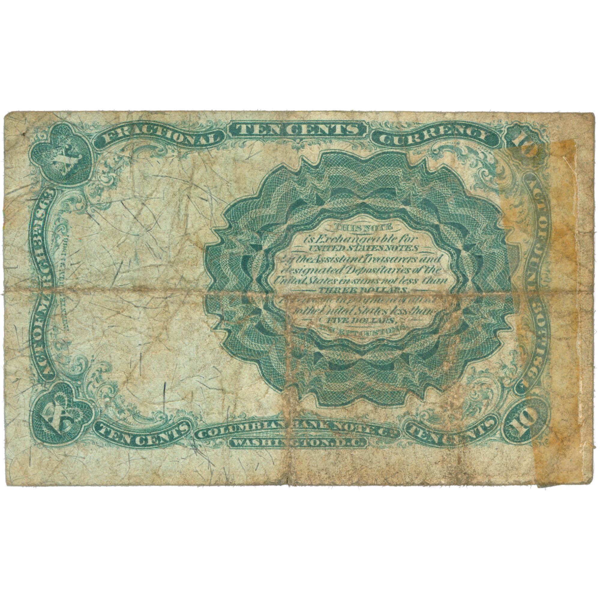 1874 United States 10 Cents Fractional Currency Note – Fifth Issue (BAN497-)