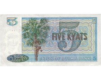 Buy 1973 Burma 5 Kyats Banknote (BAN206-) Online in India - Etsy