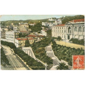 Cartão Postal 1909 Argel, Argélia - La Rue Michelet, Mustapha Supérieur