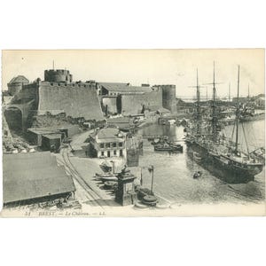 Brest, França – Le Château – Cartão postal do início do século XX
