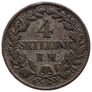 1854 FF 4 Skilling Rigsmønt Frederik VII Danimarca Moneta