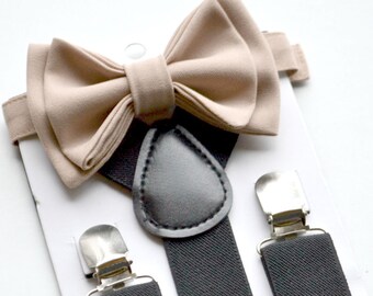 Brown PU Leather Suspenders Bow Tie Combo for Baby Toddler Boy Men Brown PU Leather Suspenders Bow Tie Combo for Baby Toddler Boy Men