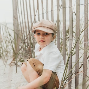 Summer Beach Hat for Boys and Girls - Beige Newsboy Cap