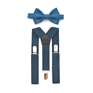 Cobalt Blue Bow Tie & Navy Suspenders for Groom, Groomsmen, Ring Bearer