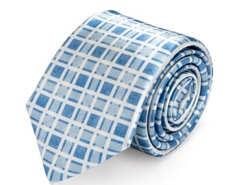 Dusty Blue Lattice Tie Men, Wedding Attire, Wedding Neckties, Skinny Ties for Groom Groomsmen Best Man Wedding Guest Ring Bearer Outfit