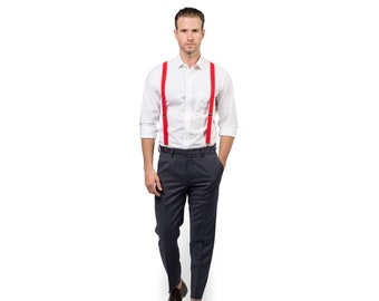 Red Suspenders for Men, Wedding Suspenders, Red Suspenders for Women, Suspenders for Groom and Groomsmen