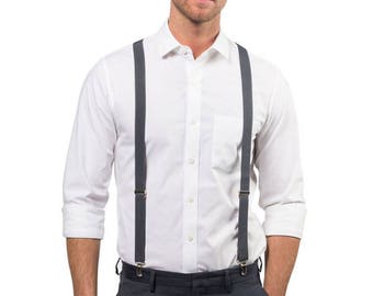 Charcoal Gray Suspenders for Baby Toddler Boy Men