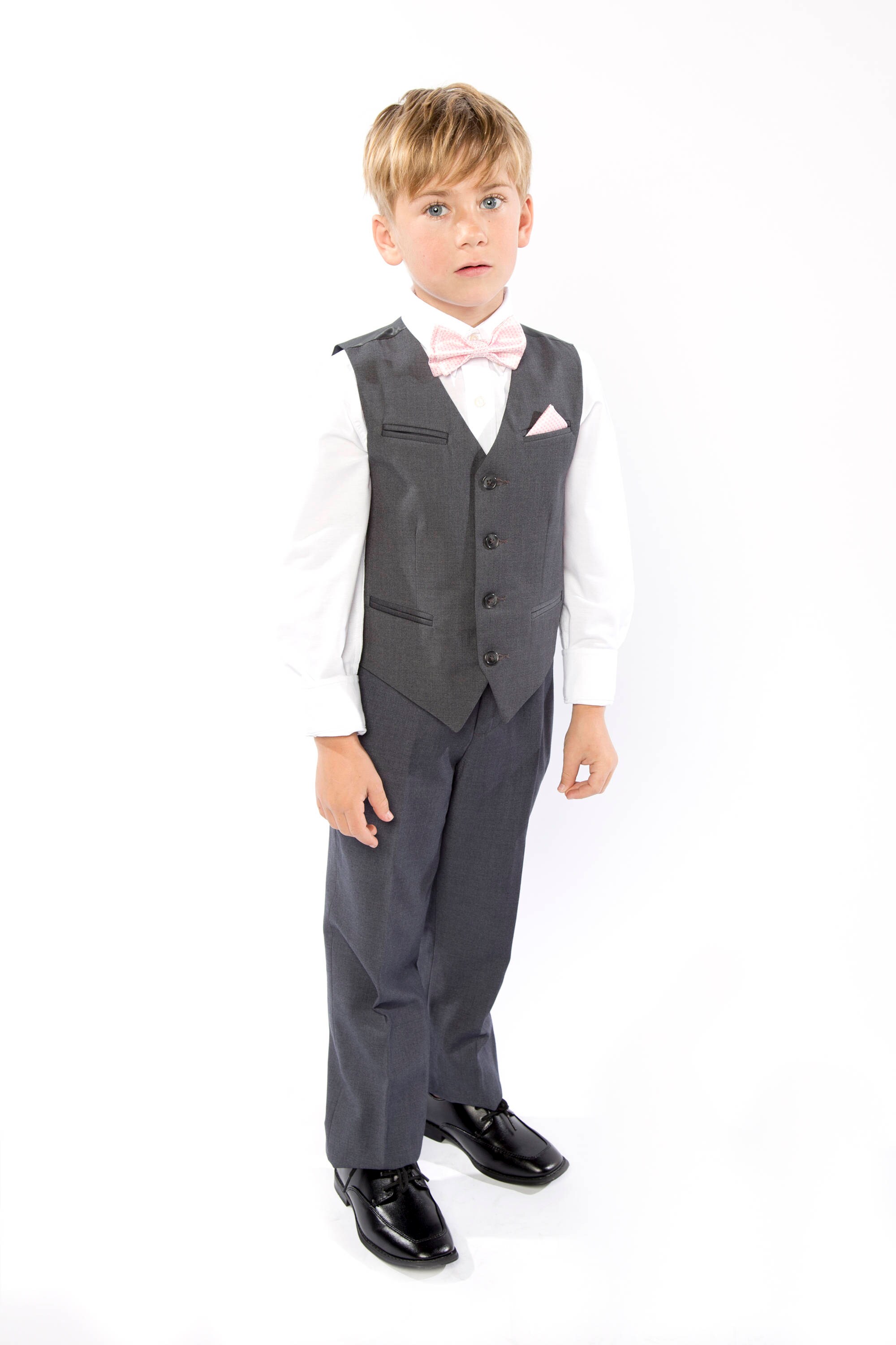 blush pink bow tie and suspenders