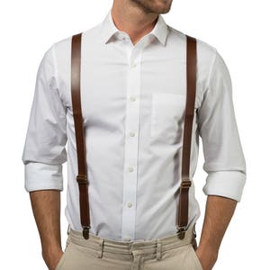 Leather Suspenders Man, Brown Leather Suspenders, Suspenders Men Leather, Weddings, Prom, Homecoming, Quinceañera