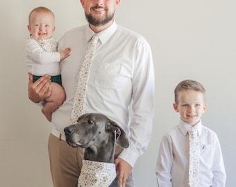 Matching Family Christmas Outfits, Christmas Gold Stars Tie for Boys Men, Men's Christmas Attire, Family Christmas Photos, Father Son