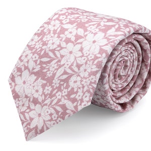 Dusty Rose Floral Tie for Man, Dusty Rose Tie Mens, Wedding Ties, Wedding Neckties, Ties for Groom and Groomsmen, Skinny Necktie