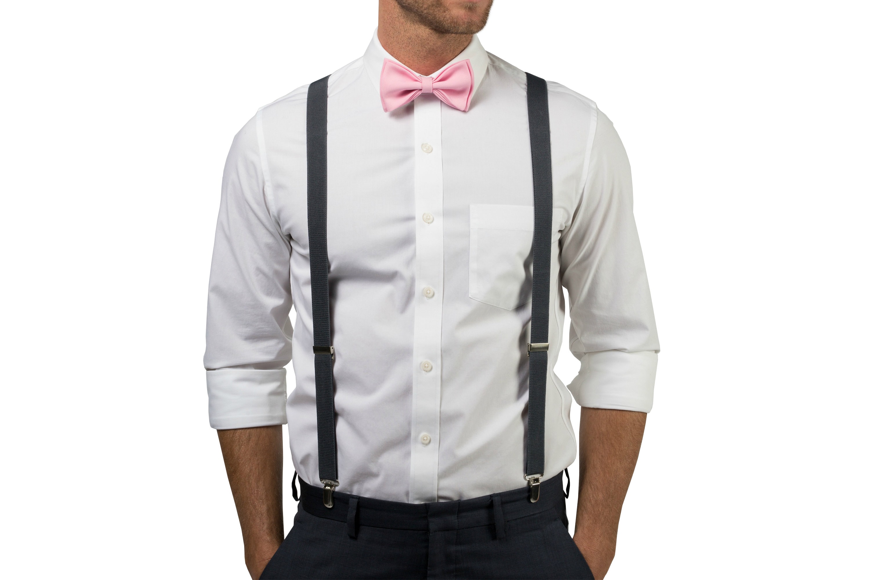 Blush Pink Bow Tie \u0026 Charcoal Grey 