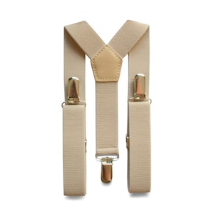 Beige Tan Suspenders Suspenders for Baby Toddler Boy Kids Teen Men, Wedding Suspenders Groom Groomsmen Ring Bearer