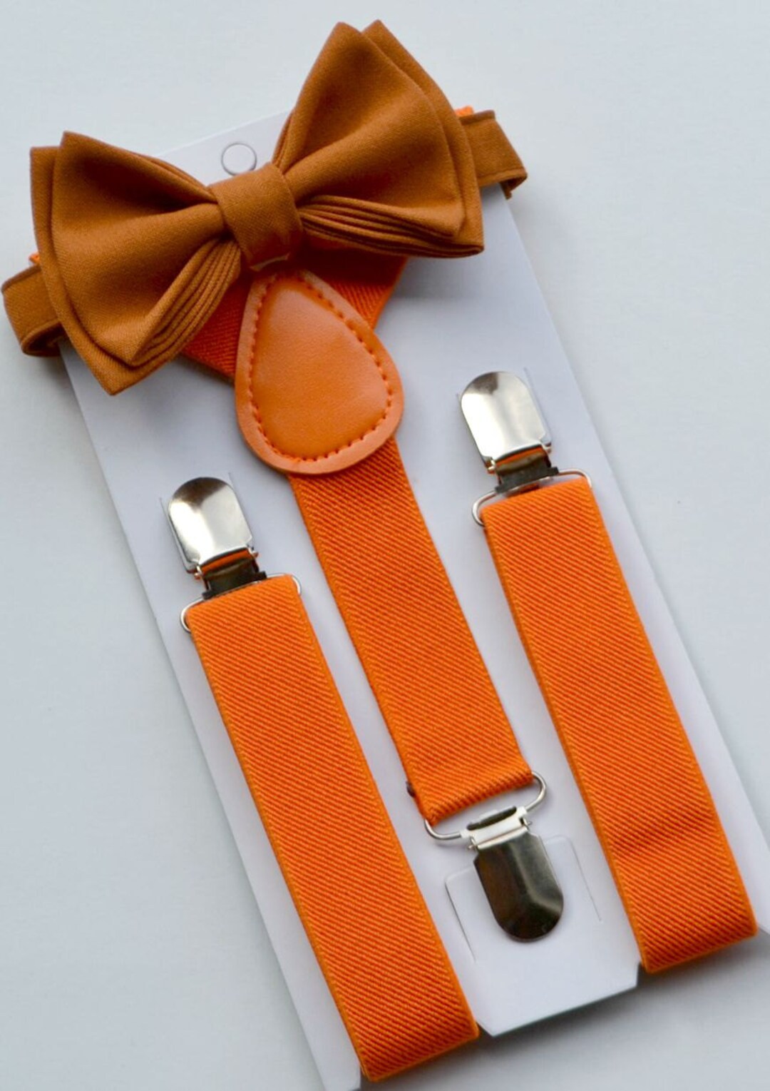 Copper Bow Tie & Orange Suspenders for Baby Toddler Boy Child Kids