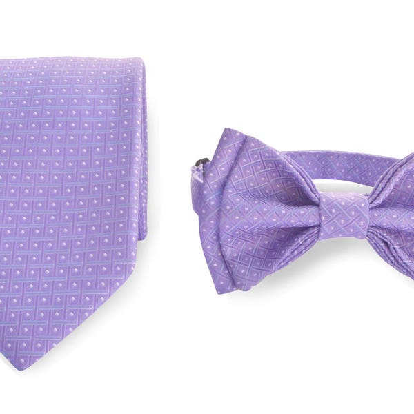 Father's Day Gift - Father Son Matching Purple Necktie & Purple Bow Tie