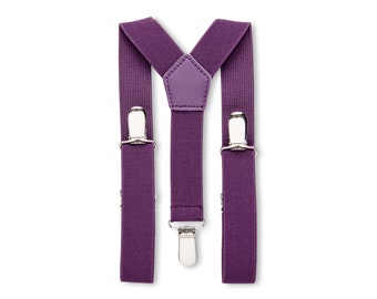 Eggplant Purple Suspenders Boys, Plum Purple Suspenders Boys Kids Mens