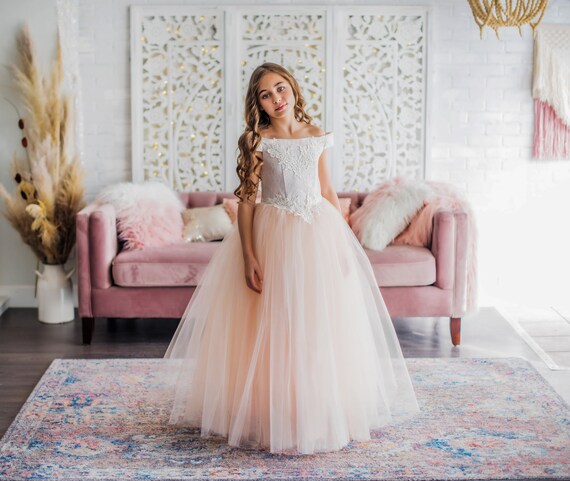 flower girl off the shoulder dress