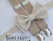 Ivory Cream Bow Tie & Beige Suspenders for Baby Toddler Boy Men || Weddings Prom Homecoming Quinceañera 