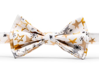 Gold Stars Christmas Bow Tie Kids Men, New Year Wedding Bow Ties, Little Boys Christmas Holidays Outfit, Family Christmas Matching Outfit
