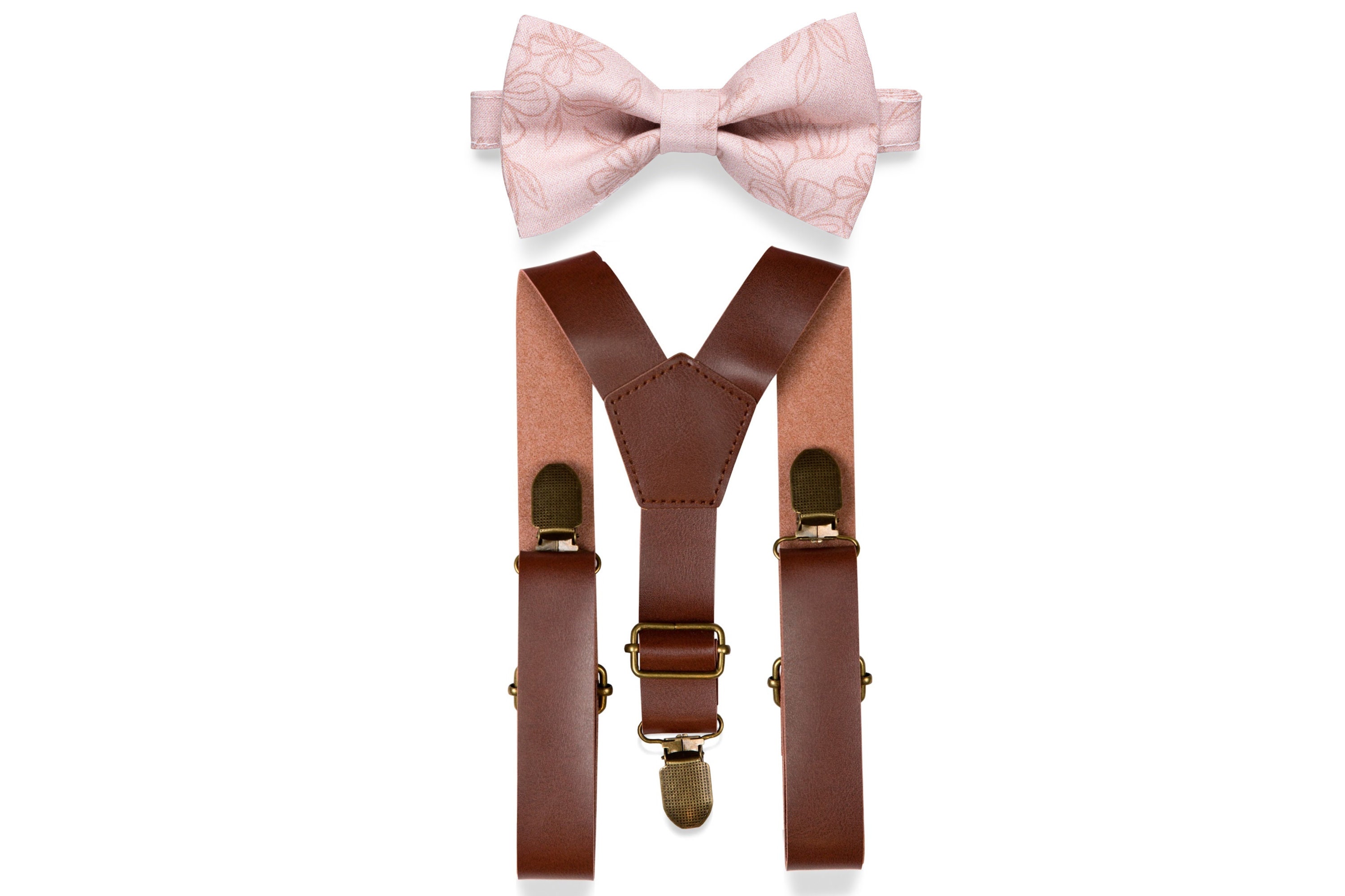 NEW ! Boho Brown Red Vegan Suspenders Rustic Brown Vegan Leather Wedding Suspenders for Groomsmen  main image 2