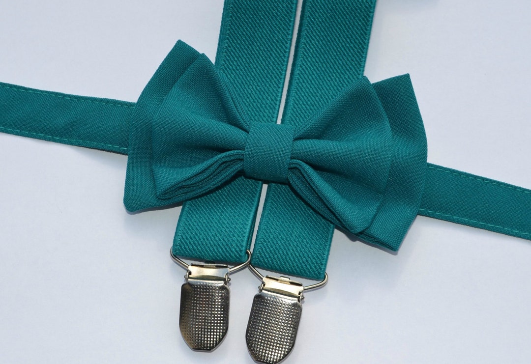 Teal Bow Tie & Teal Suspenders, Wedding Outfits, Groom, Groomsmen, Ring