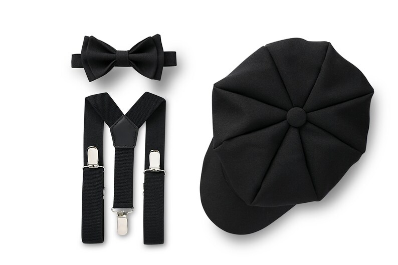 Ring Bearer Outfit Black for Weddings Black Newsboy Hat Etsy