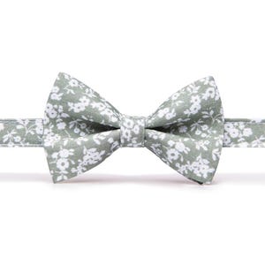 Dusty Sage Green Floral Bow Tie for Toddler Kids Boys Men, Dusty Sage Green Wedding Bow Ties Groom Groomsmen Ring Bearer