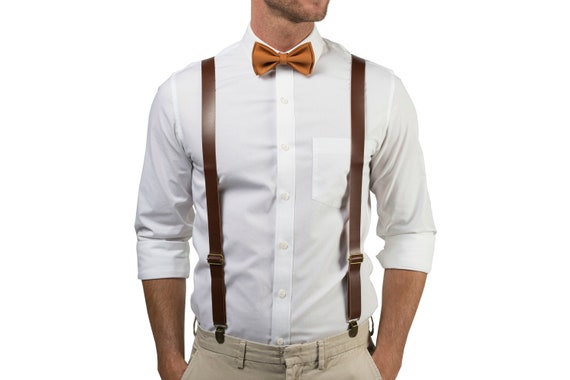 Brown Leather Suspenders  Leather suspenders, Suits clothing