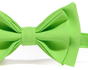DQT Satin Plain solide Lime Green formel classique homme Self Tie Bow Tie 