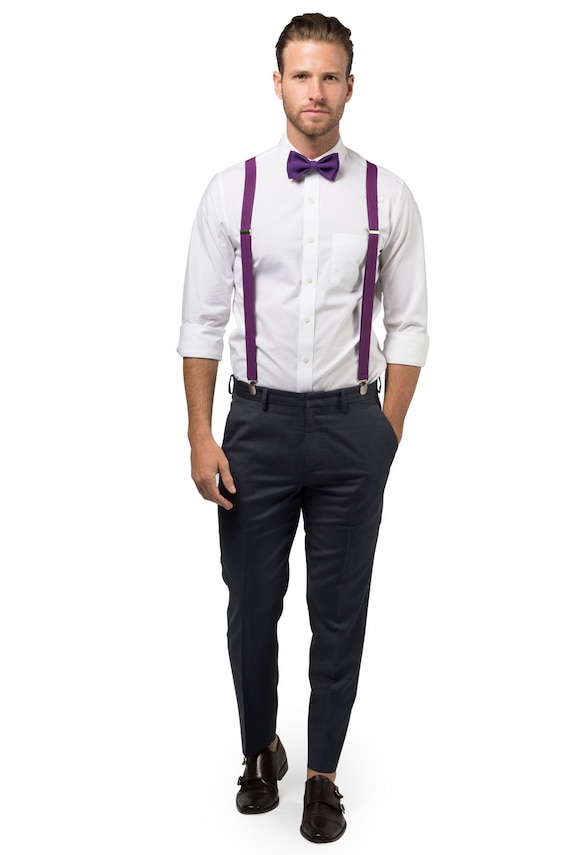 Dark Purple Bow Tie u0026 Eggplant Purple Suspenders for Baby - Etsy