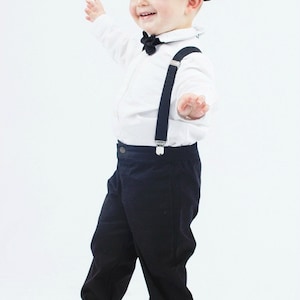 Black Suspenders & Black Bow Tie for Toddlers, Suspenders Bow Ties for Boys, Wedding Bow Tie Suspenders