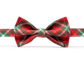 Papillon natalizio a quadri rossi e verdi per bambini, papillon per matrimonio invernale, vestito natalizio per bambini, foto di famiglia abbinate, festa con maglione brutto