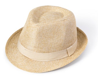 Tan Fedora Hat for Toddler Boy Girl, Kids Tan Fedora Hat 21"