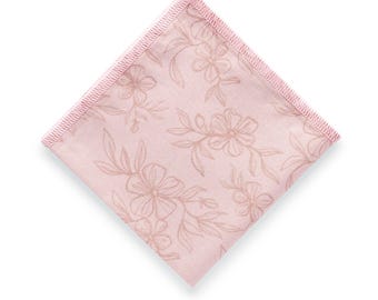 Blush Floral Pocket Square for Men, Blush Handkerchief for Groom Groomsmen Best Man Ring Bearer, Blush Hanky Wedding